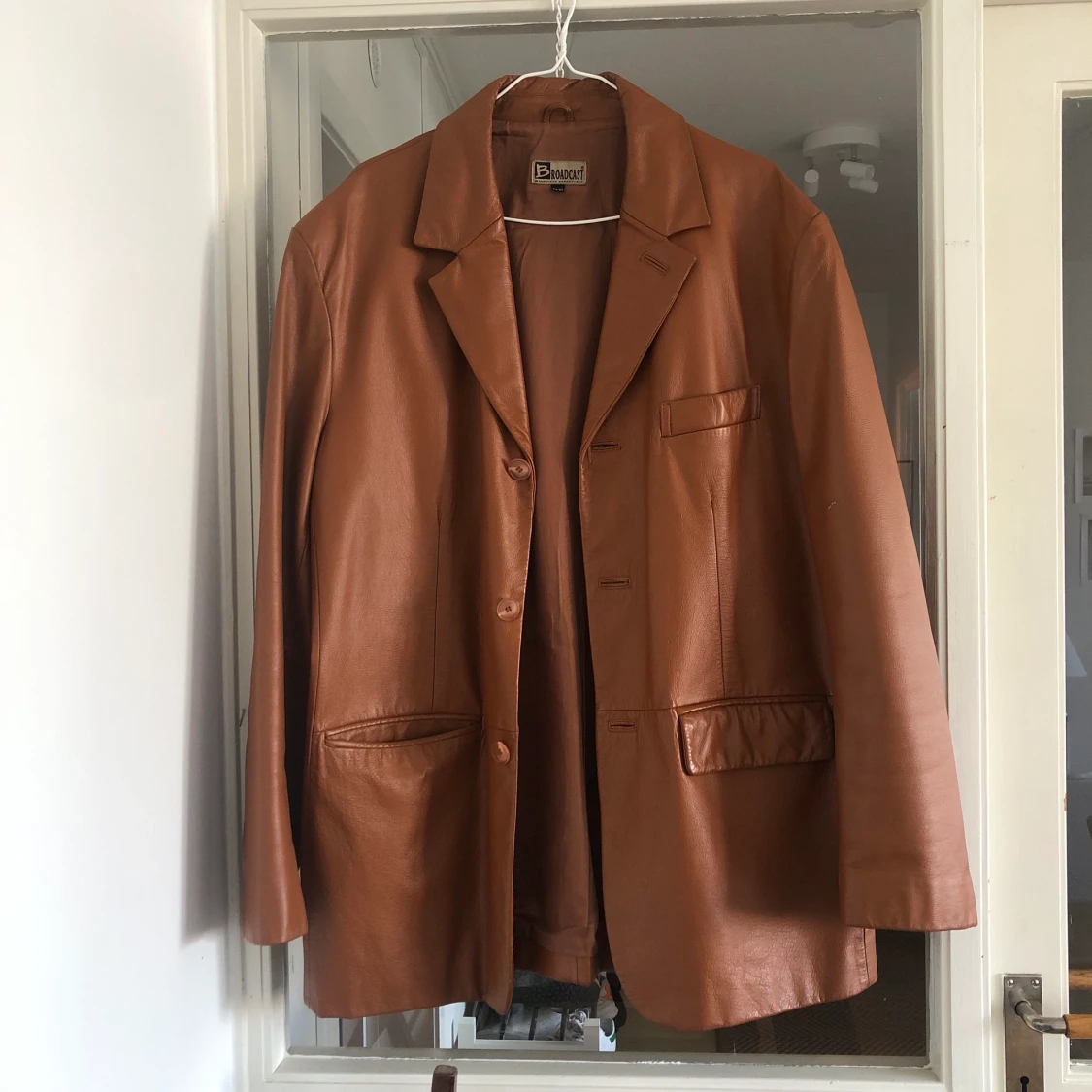 Konjakfärgad läderkavaj - 90