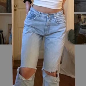 Ljusblåa jeans - Skitsnygga ljusblå jeans från Gina! Köpt för nått år sedan men rensar i garderoben och dessa får ryka nu.. Väldigt sparsamt använda och tycker verkligen dem är skitsnygga!! Storlek 42 men skulle säga liten i storleken så passar även 40. Bra längd är 178 och dem sitter jättebra på mig! Kan tänka mig att gå ner i pris! ❤️❤️