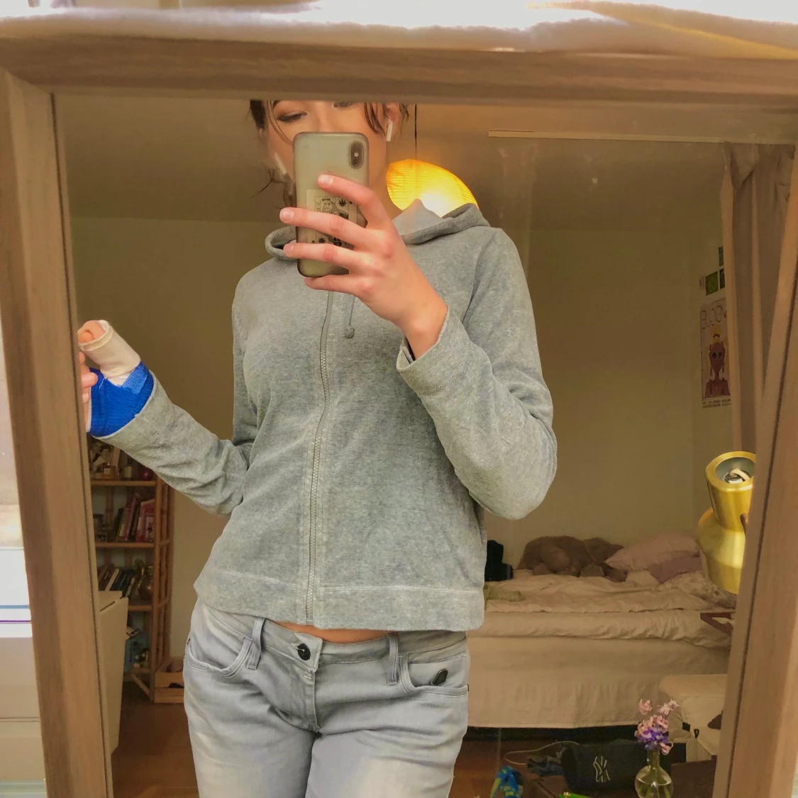 Grå zip-up kofta - 90