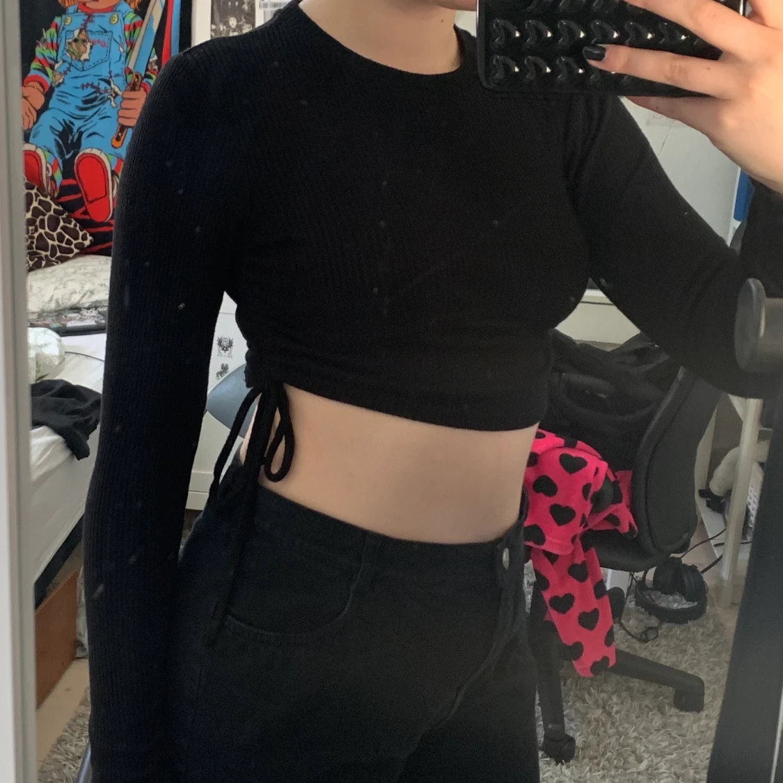 Svart ribbad tröja - 90