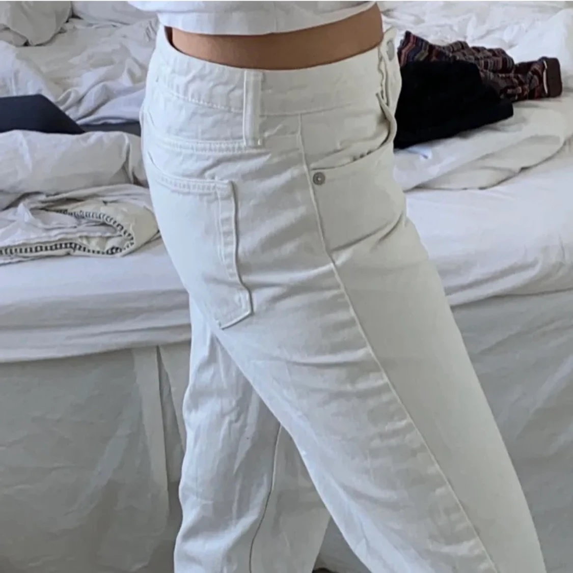 Lågmidjade vita jeans - 90