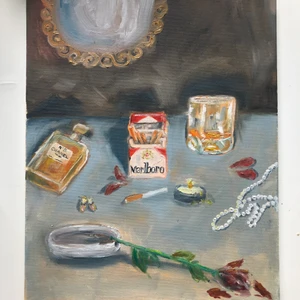 Söt oljemålning  - Säljer denna tavla inspererad av lana del ray’s låt ”You Can Be The Boss”, målad med oljefärg.