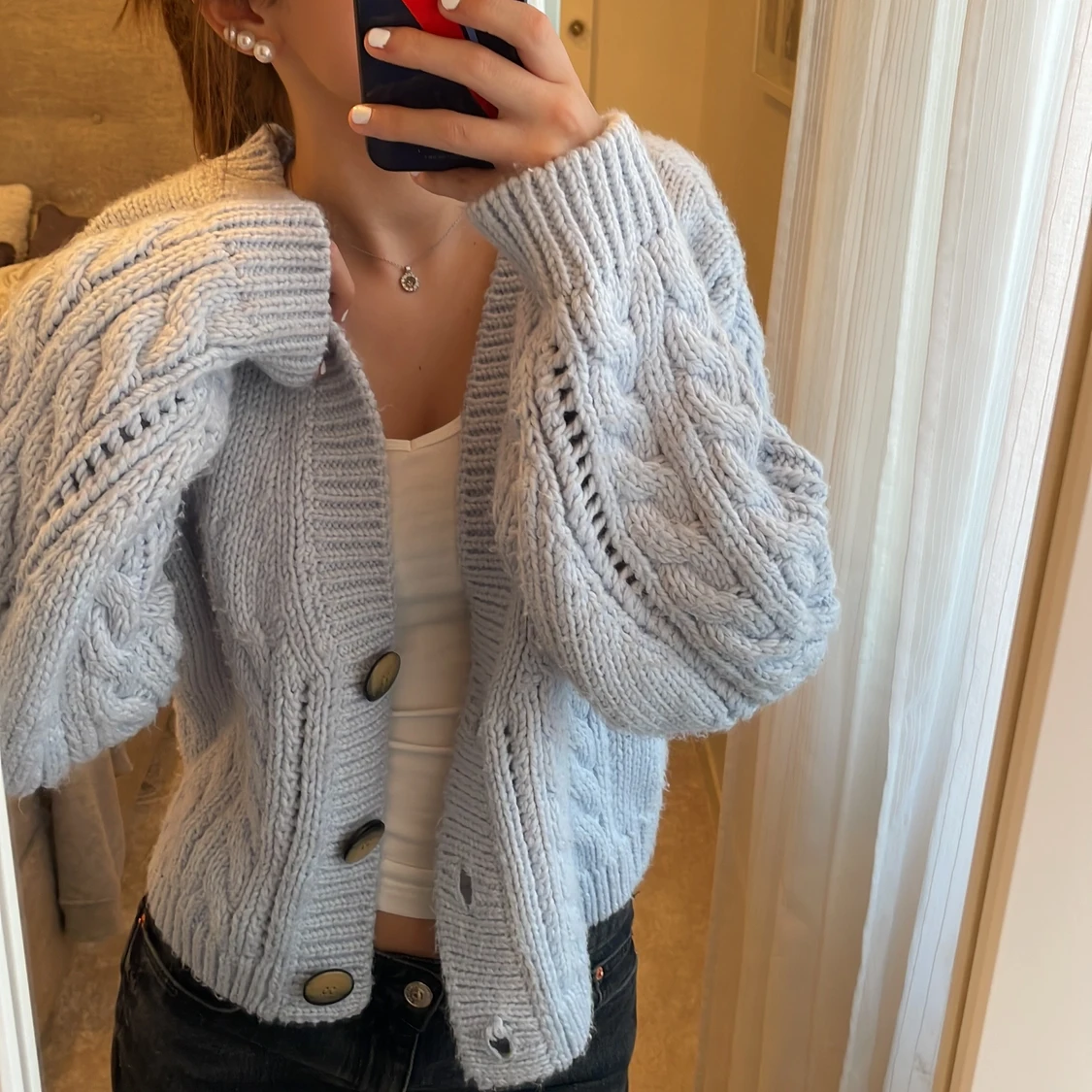 stickad blå kofta 👌🏼