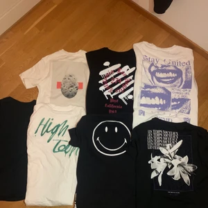 T-shirt paket - Säljer 7 st sjukt snygga t shirts med tryck från olika märken. Skriv privat för fler bilder. Alla t-shirts är storlek S och säljs för 100-150 kr styck eller 550 som paket :) Nypris cirka 1500