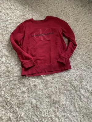 Tjocktröja - Vinröd långärmad tröjan med märket Calvin Klein köpt från kidsbrandstore! Nästan aldrig använd. Storlek xs och såklart kommer den strykas och tvättas en extra gång innan du köper den!