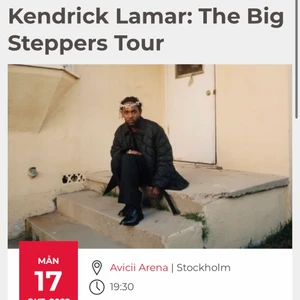 Onumrerad ståplats Kendrick Lamar - Säljer en onumrerad ståplats biljett till Kendricks ”The big steppers tour” show i Stockholm. Baby Keem och Tanna Leone är även förband. Biljetten överförs säkert via Stockholm Live appen. Skriv innan ni köper!
