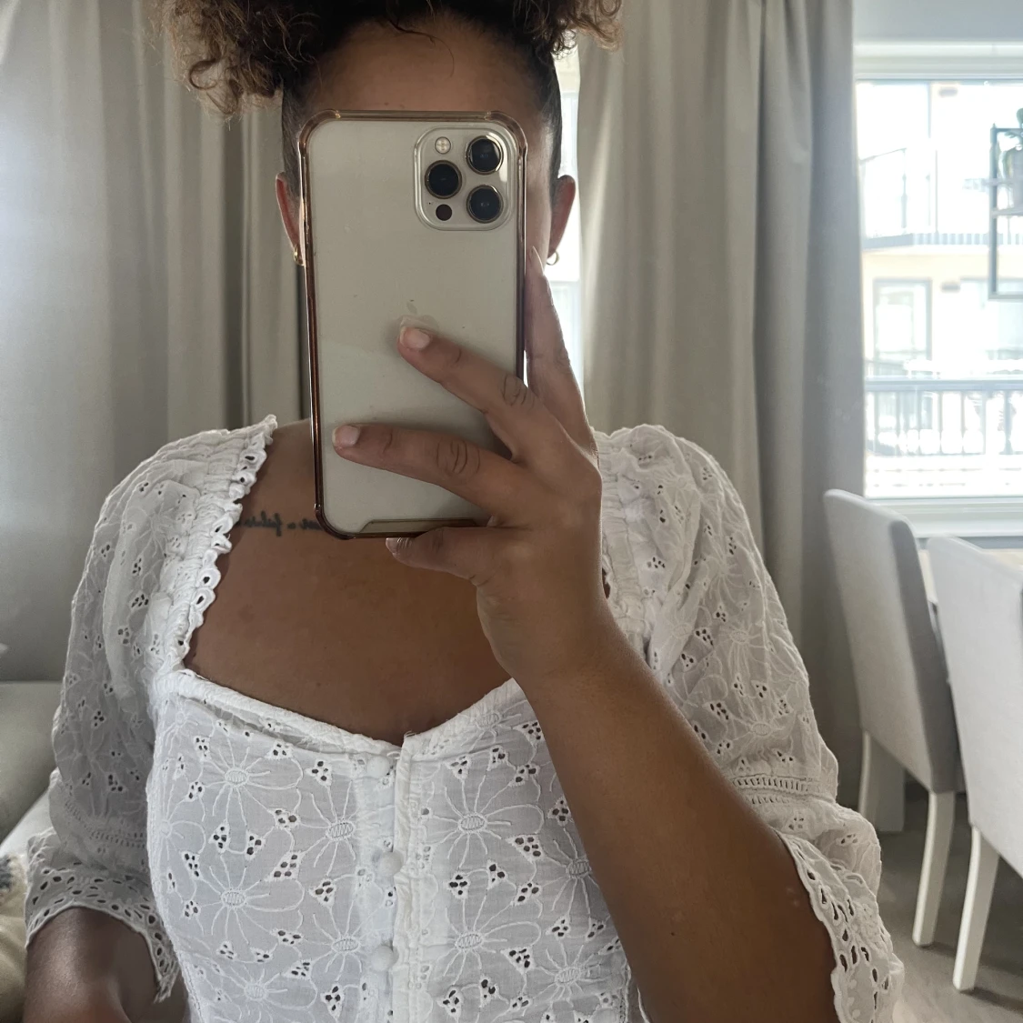 Vit spetstopp/blus  - 90