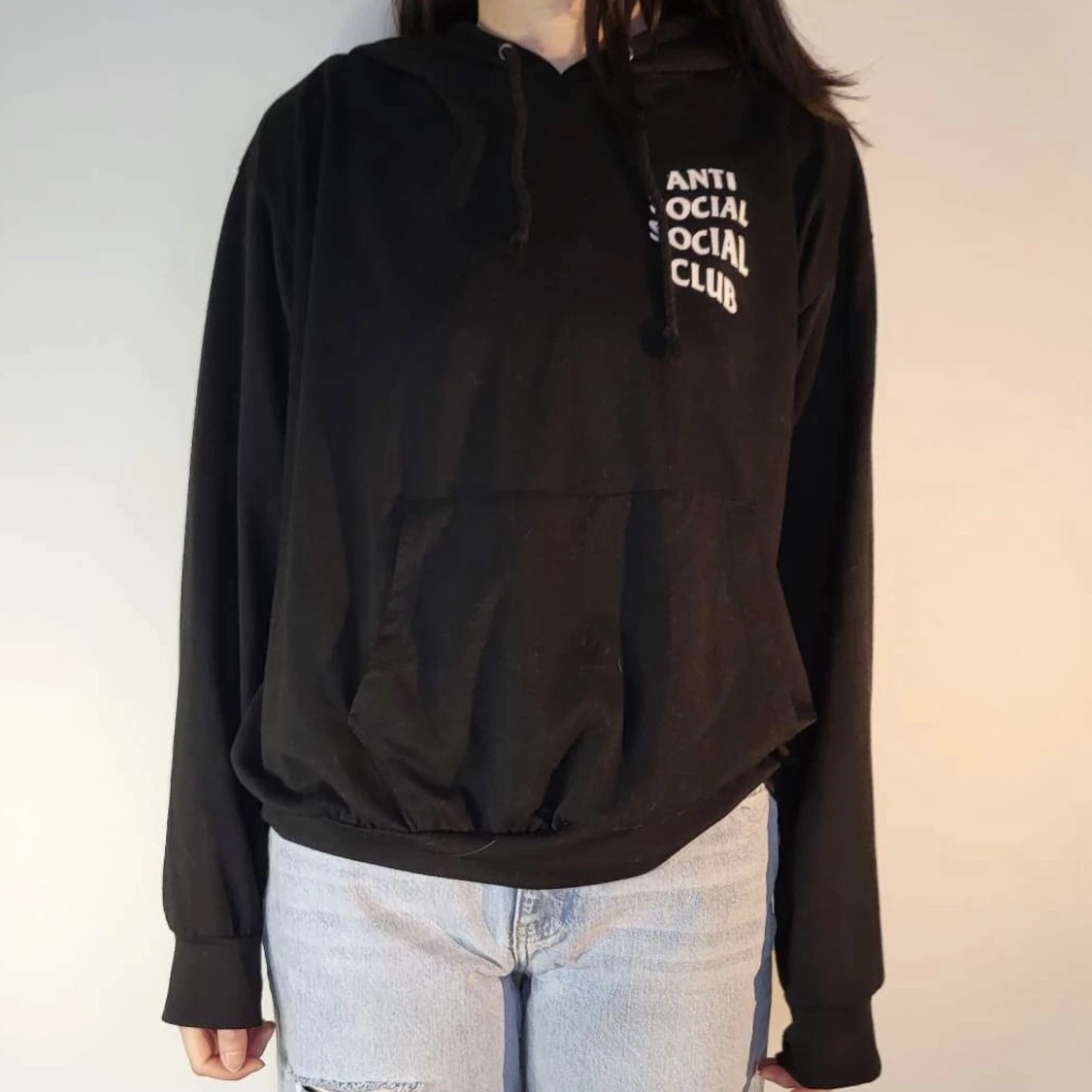 svart anti social social club fejk hoodie - 90