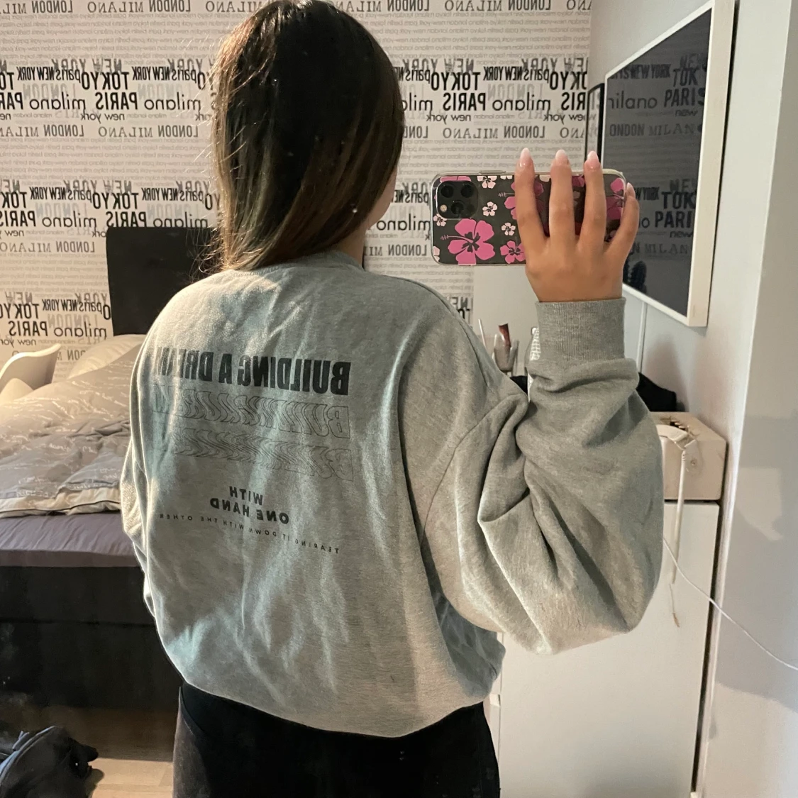 Oversized sweatshirt med tryck - 90