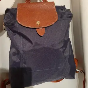 Äkta Longchamp ryggsäck blå nylon