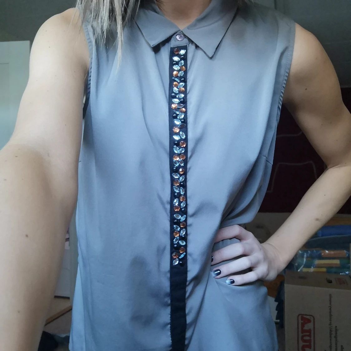 Grå Blus/linne från Vila