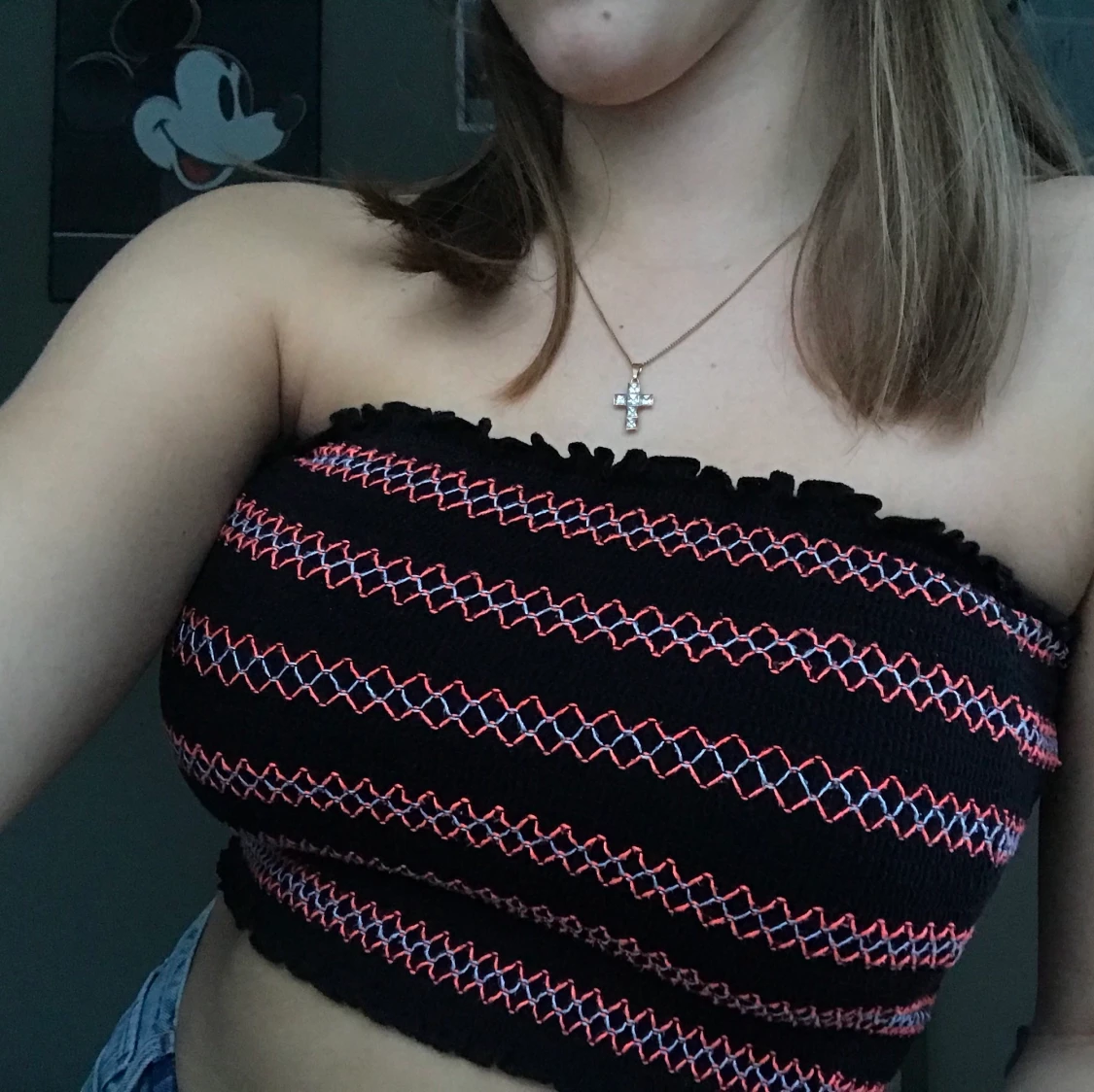 Svart bandeau topp i elastisk material🎆🎆 - 90