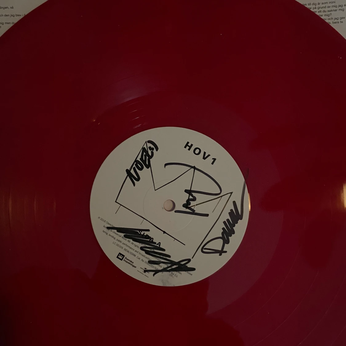 Signerad Hov1 LP skiva - 90