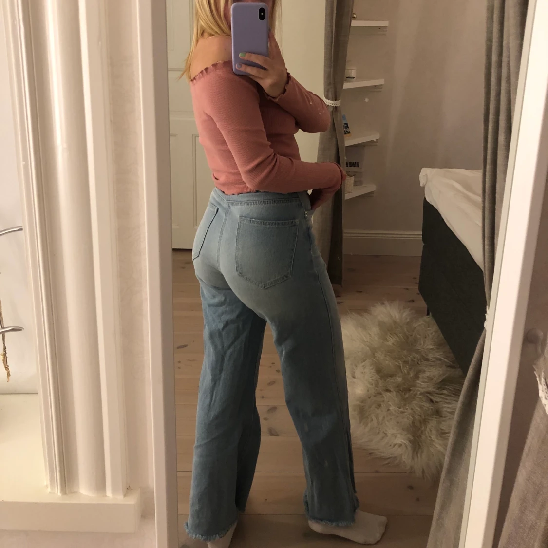 Blåa vida jeans - 90