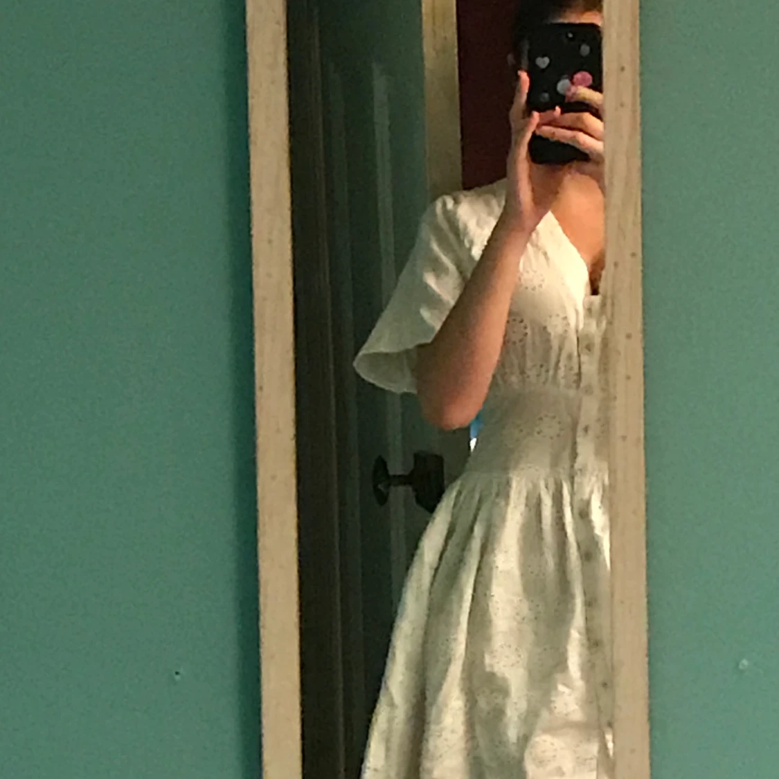 Skitfin vit klänning med mönster💅🏼💜