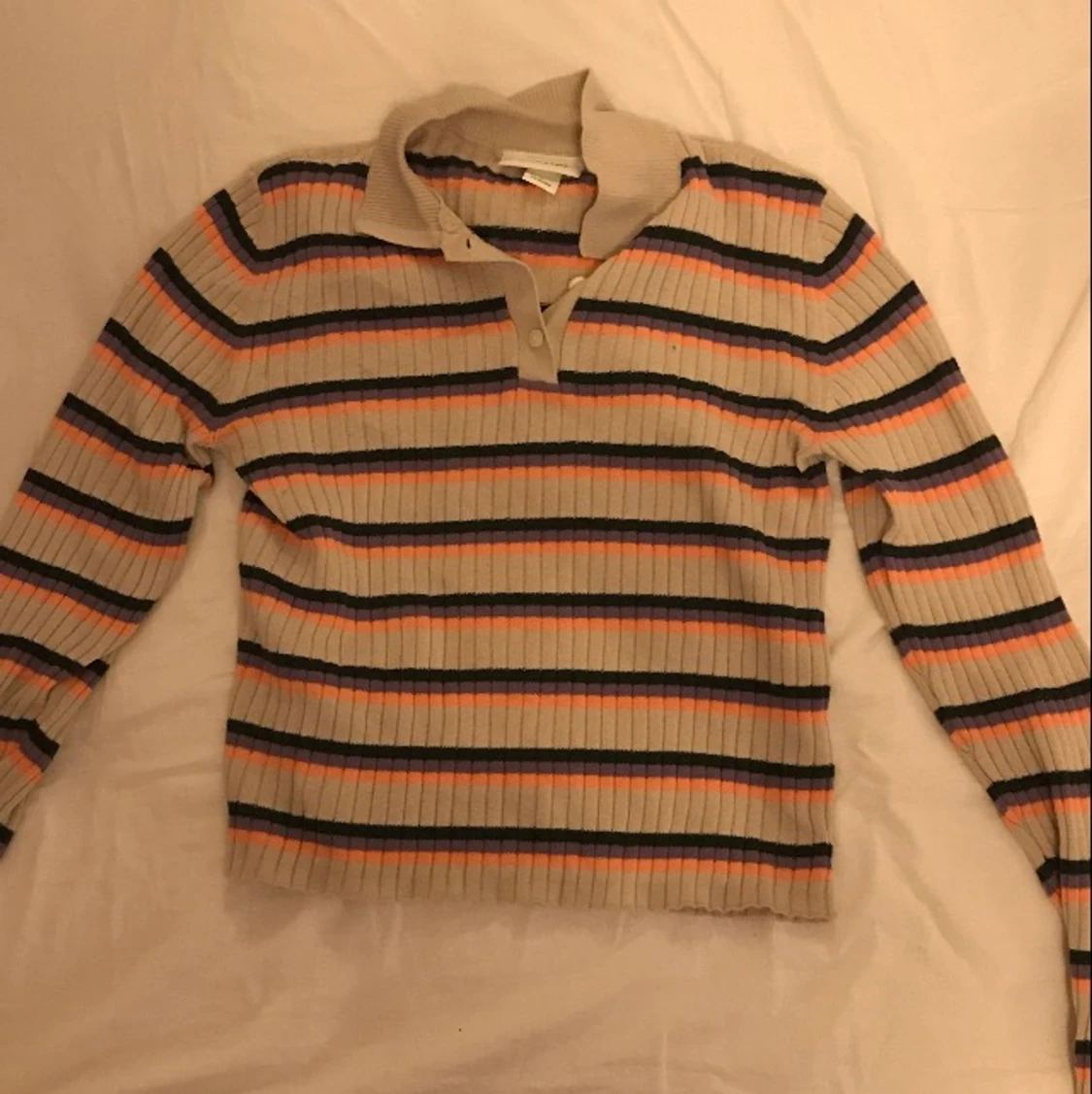 långärmad randig koft-tröja - 90