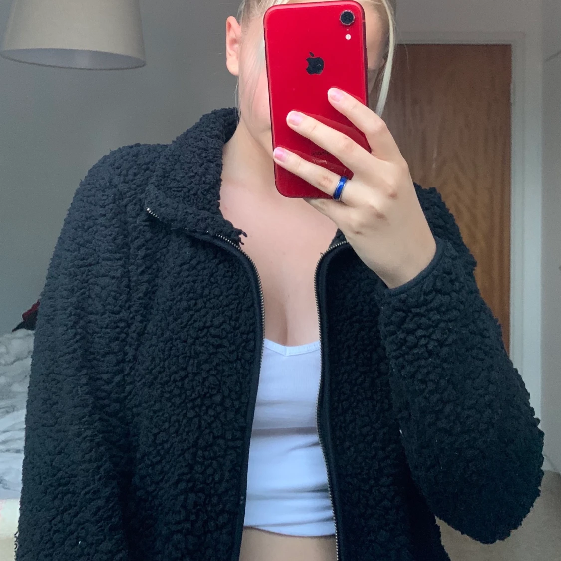 Svart teddy jacka  - 90