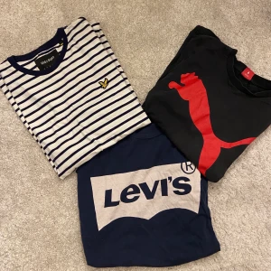 T-shirts - En lyle&scott t-shirt helt ny, storlek M. Levis t-shirt storlek M. Puma t-shirt storlek S. Alla är i fint skick och man kan få alla för 300kr men en styck kostar 120kr. De är en modell för både tjejer och killar