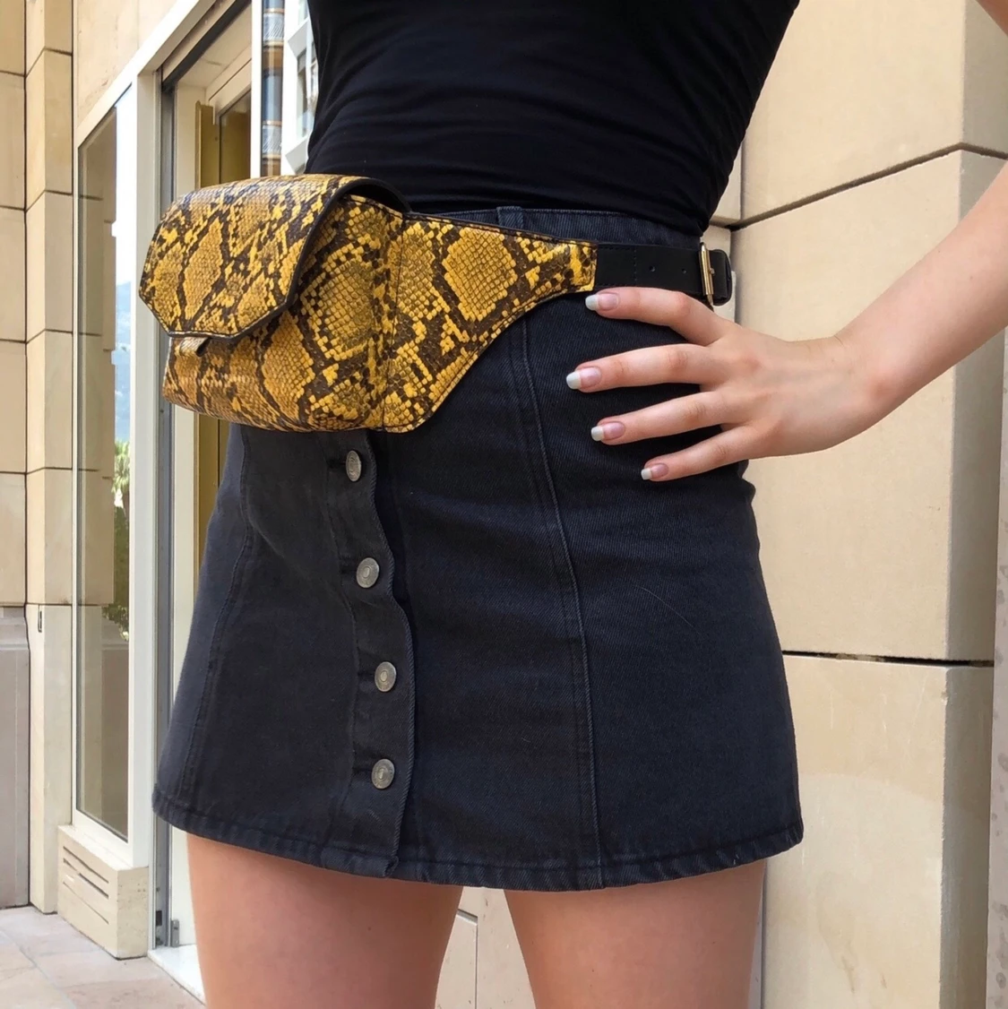 Gul ormskinn Fanny bag 