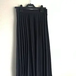En lång och plisserad kjol i mörkblå färg! 