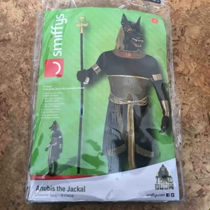  - Halloween kostym Anubis egyptisk gud  Ingår hela kostymen, mask, Tunic, collar, armcuffs
