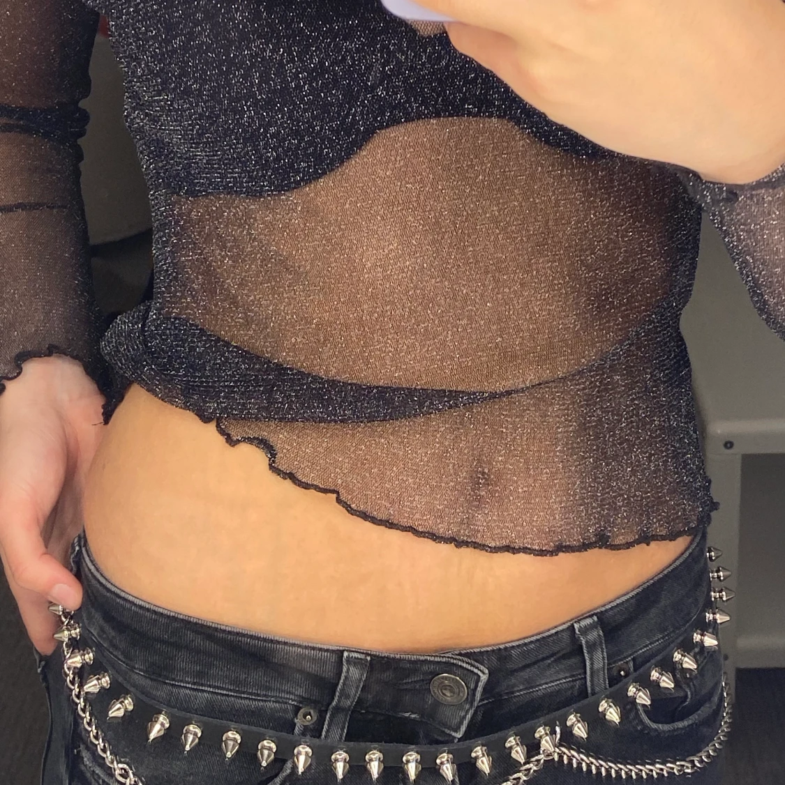 genomskinlig glittrig topp! - 90