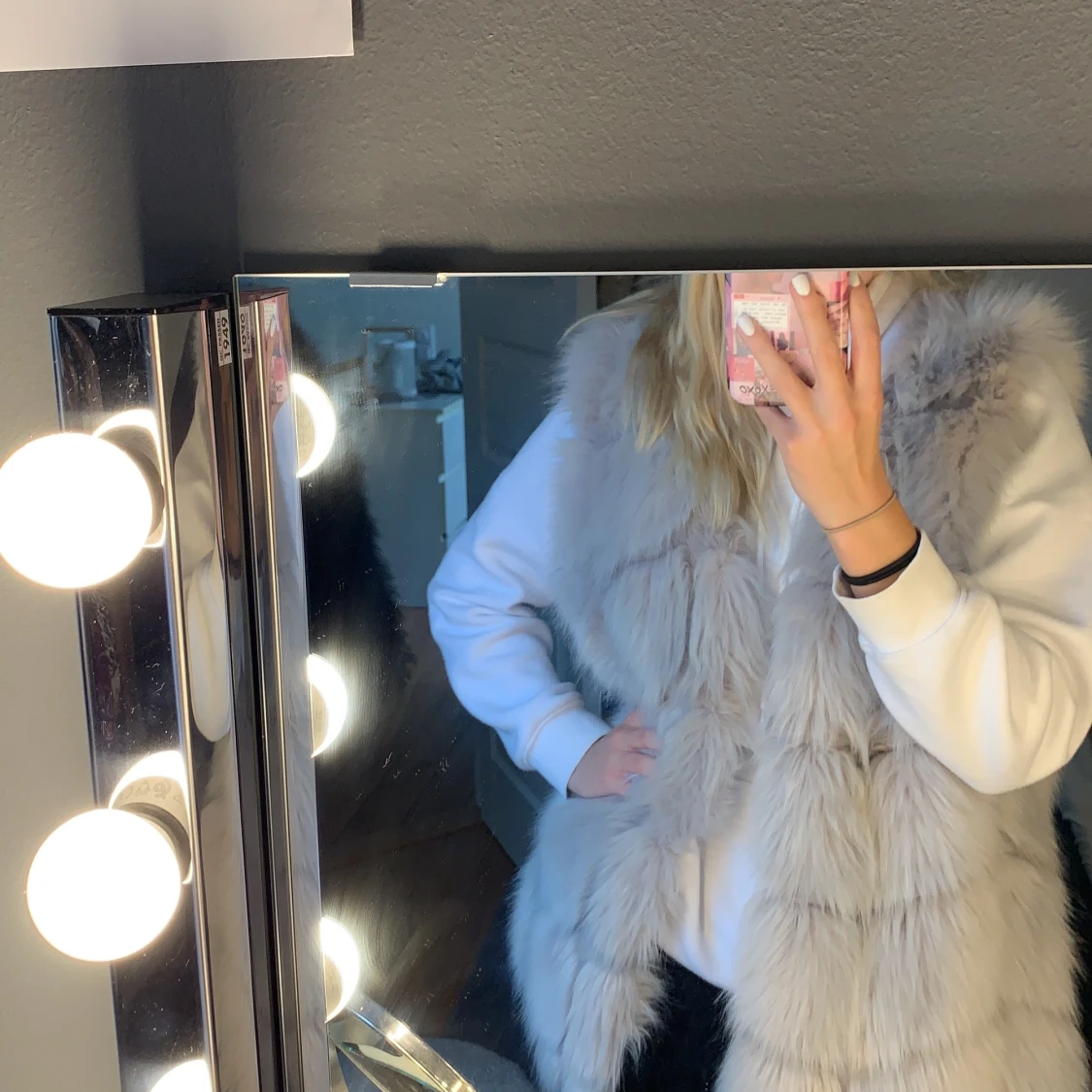 Ljusgrå Fake pälsväst  - 90