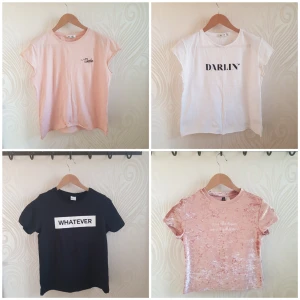  - 4 tshirts that fit S and M. Two of them are never used! (The black and the pink in velvet). Selling everyone for SEK 120 EXCLUSIV shipping - you have to pay shipping yourself. If you want to buy one you can get it for 50kr =)