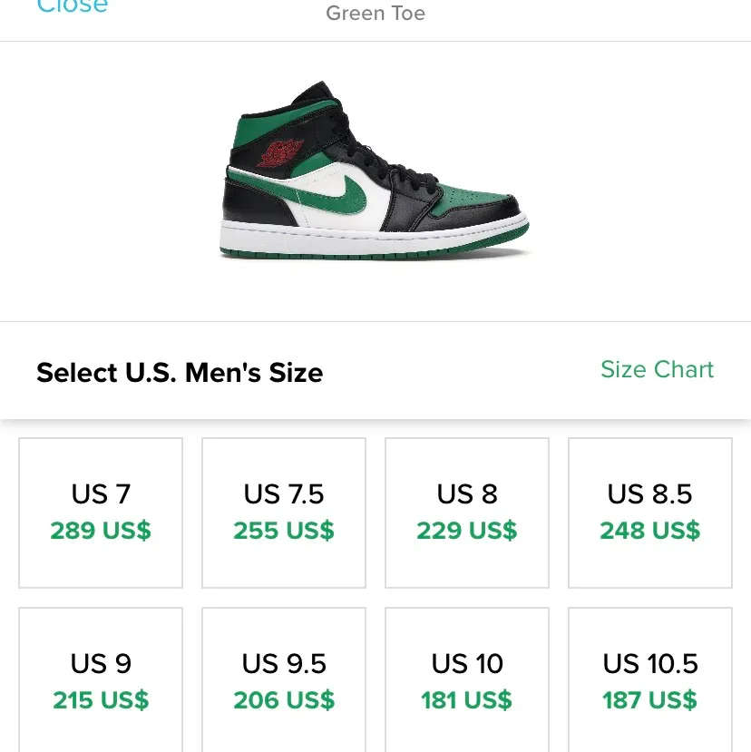 Säljer nu mina sparsamt använda Air Jordan 1 ”Green Toe”/”Pine Green”. Skorna är i superbra skick! Passar 38/39, originalbox medföljer✨ Säljs på StockX för 2900 i samma storlek🥰 Skicka privat för fler bilder eller frågor💕 . Skor.
