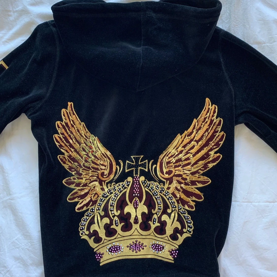 Svart 90-tals huvtröja i sammet - 90