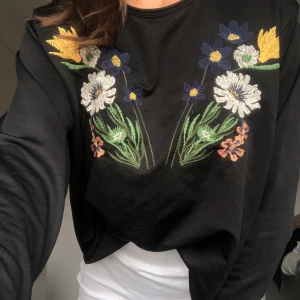 Broderad Zara tröja - Broderad långärmad tröja från Zara i storleken S, använd ett fåtal gånger och köpare står för fraktkostnad.
