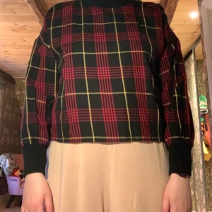 Rutig polo  - gul- & rödrutig tröja från zara. är ganska tunn i materialet, funkar för sig själv till vår & höst och med en extra tröja under på vintern! Visas på en M här.