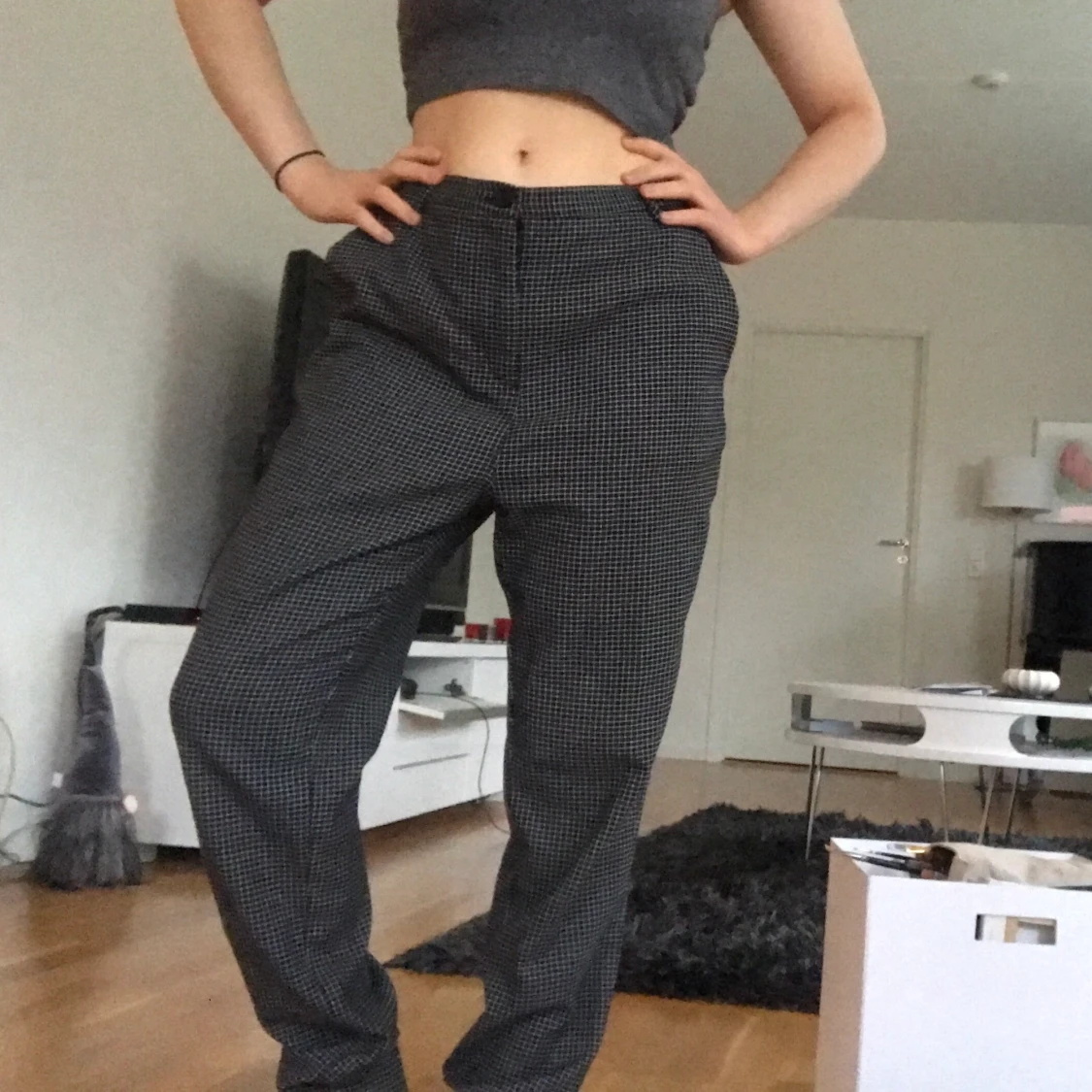 Svart-rutiga kostymbyxor - 90