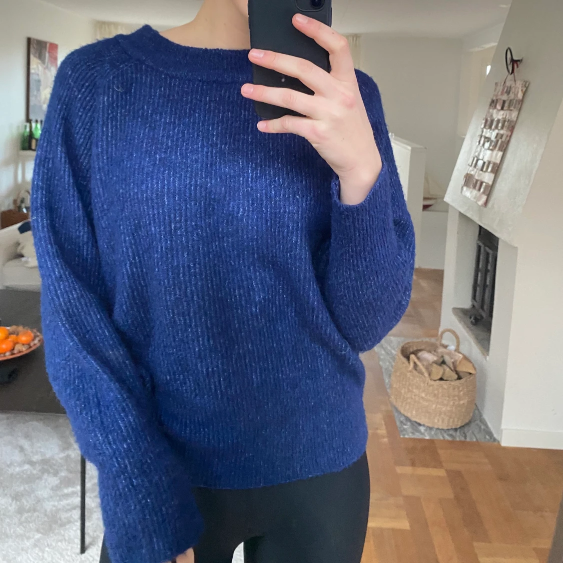 Stickad blå tröja ellos storlek 38/40