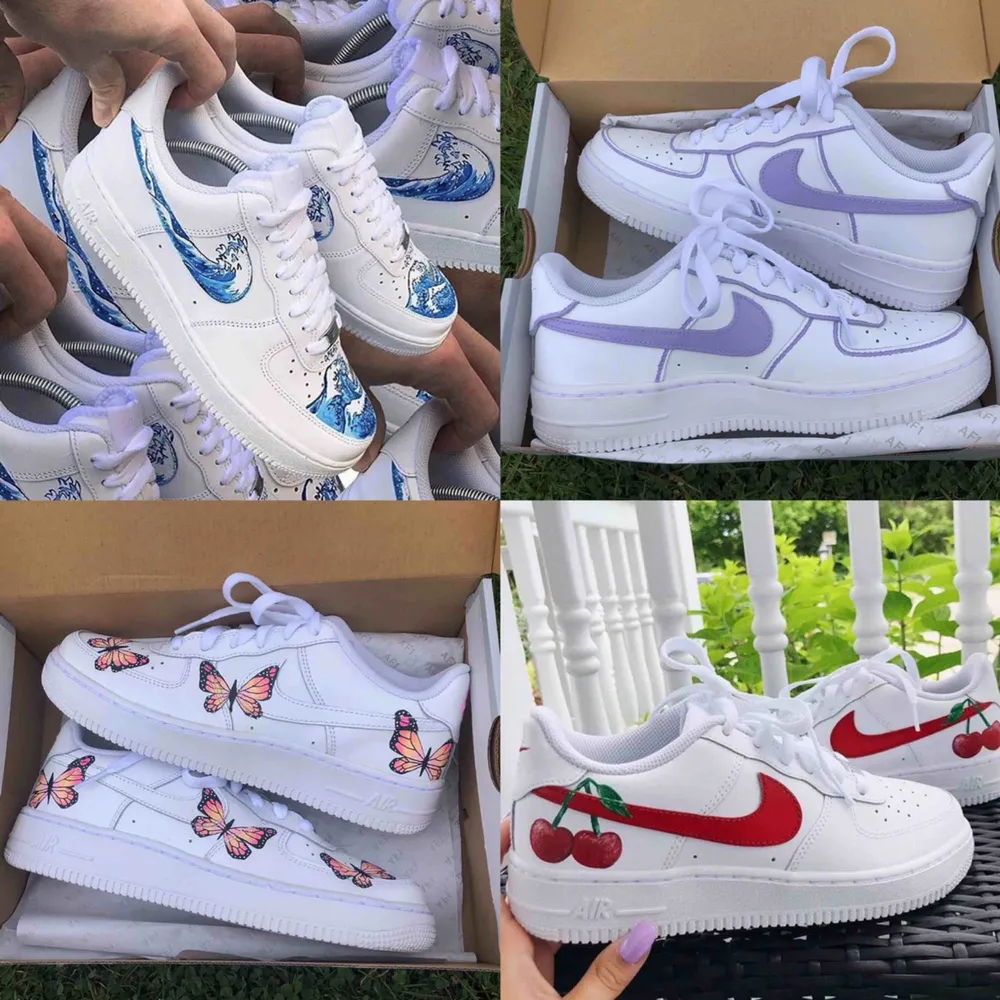 Custom Nike air force 1⚡️Bilderna är exempel på designer jag kan göra men går även att beställa precis som du vill ha dom. StainsCustoms på instagram!! 💖. Skor.