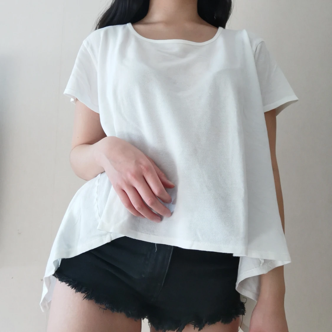 Krämvit draperad topp - 90