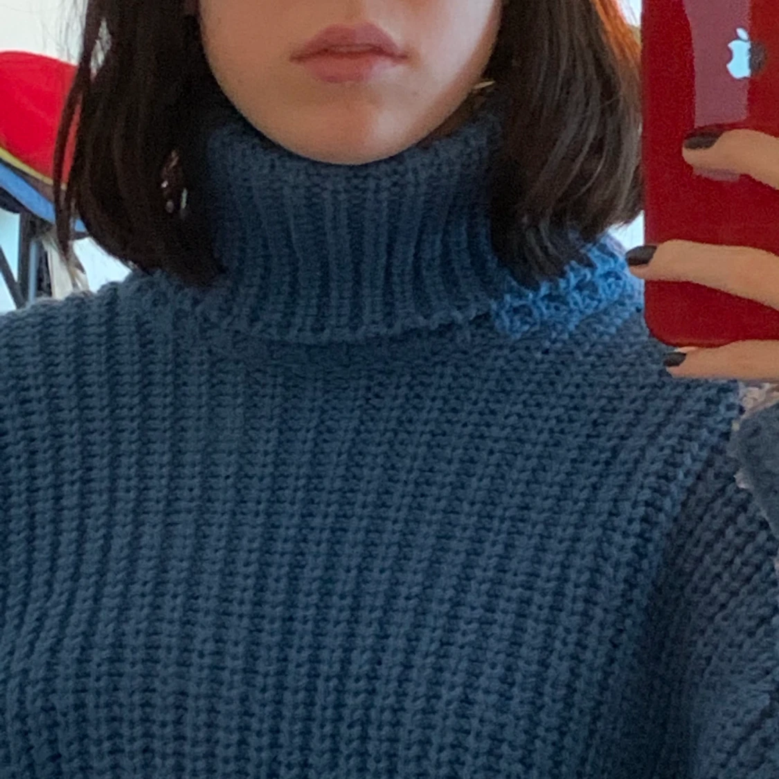 blå stickad tröja - 91
