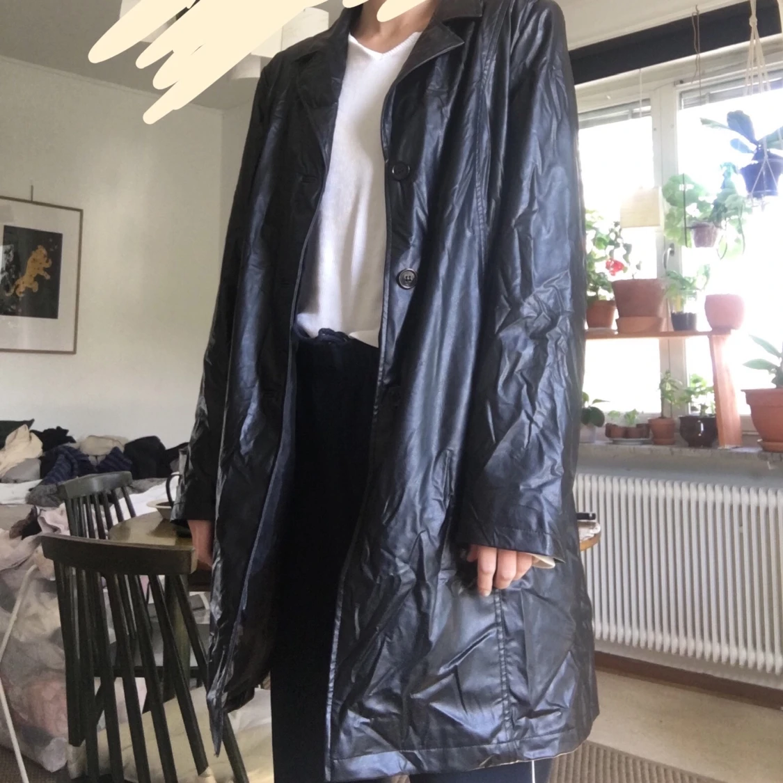 Lång skinnjacka storlek L - 90