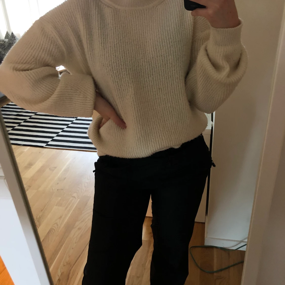 Vit stickad tröja - 90