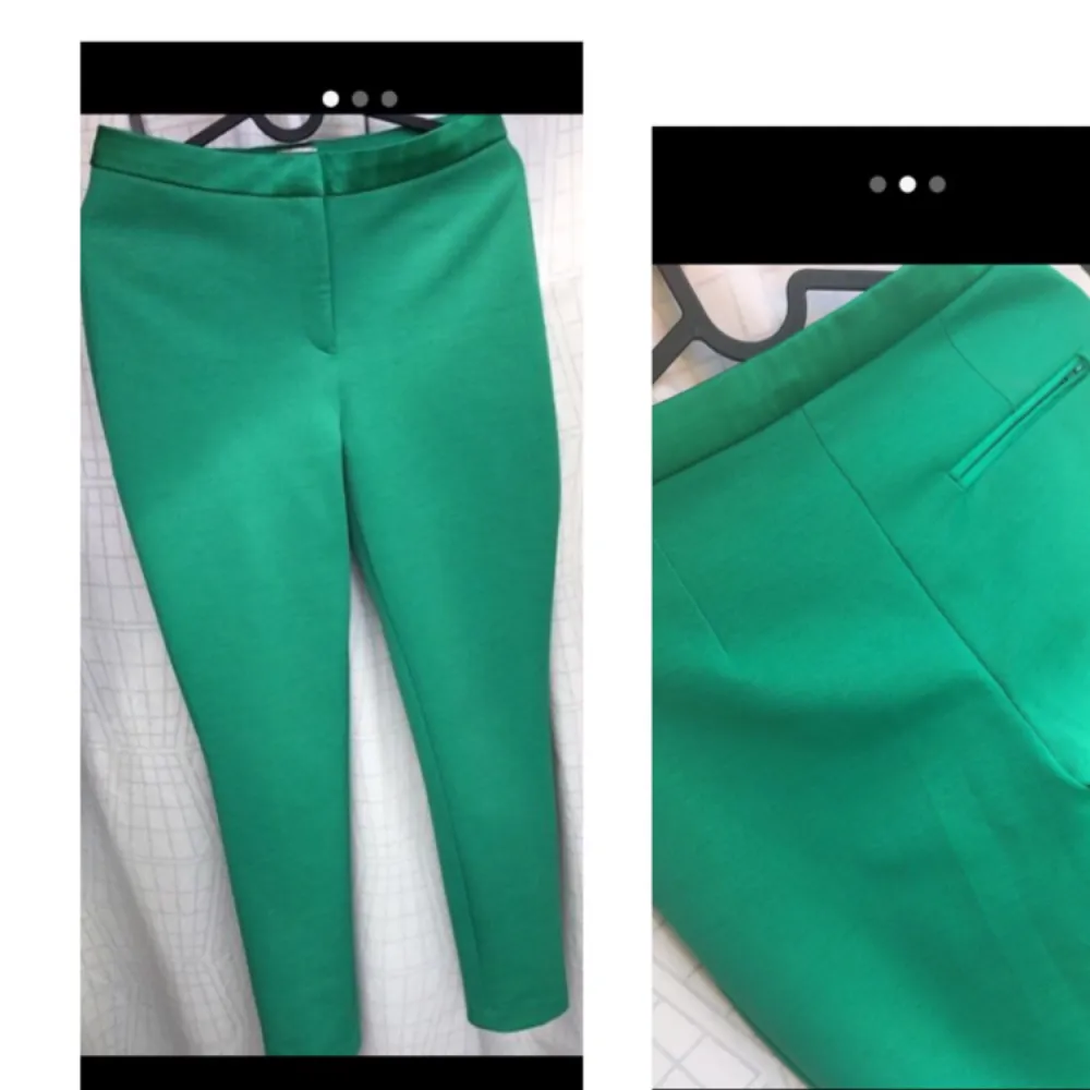 Fina knappt använda byxor i grön färga nästan ny. Storlek 36, är själv 38 och säljer därför vidare!. Jeans & Byxor.