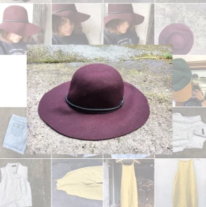 Hatt - Mörkröd hatt. Filt. Bra brätte 