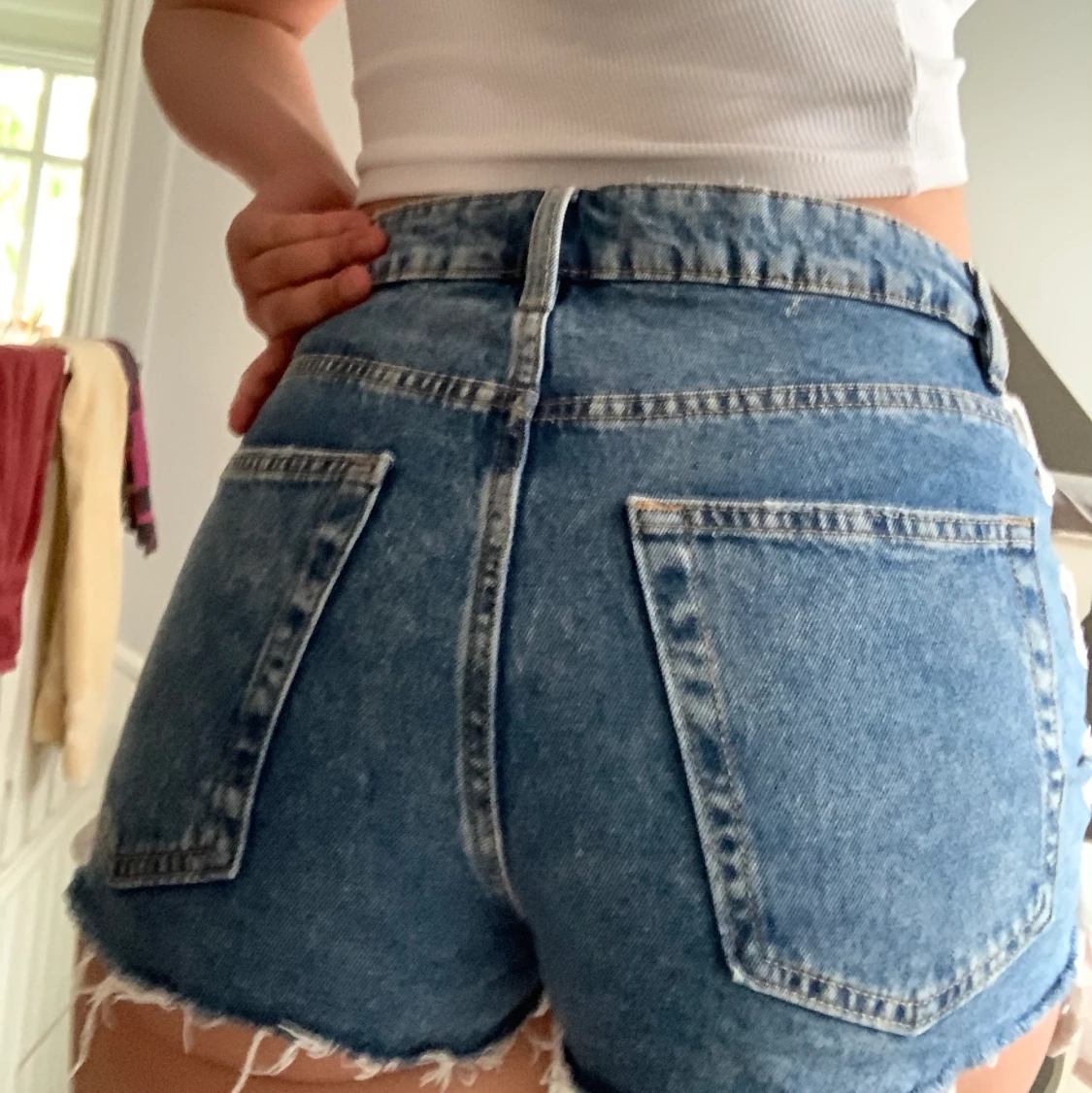 Jeans shorts med snörning  - 91