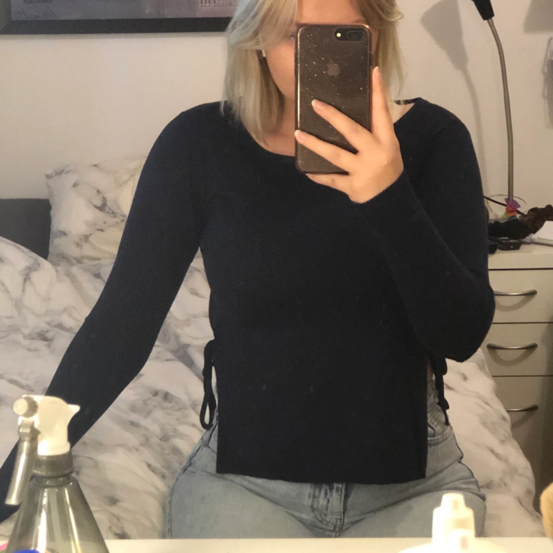 Mörkblå stickad tröja VILA strl xs 