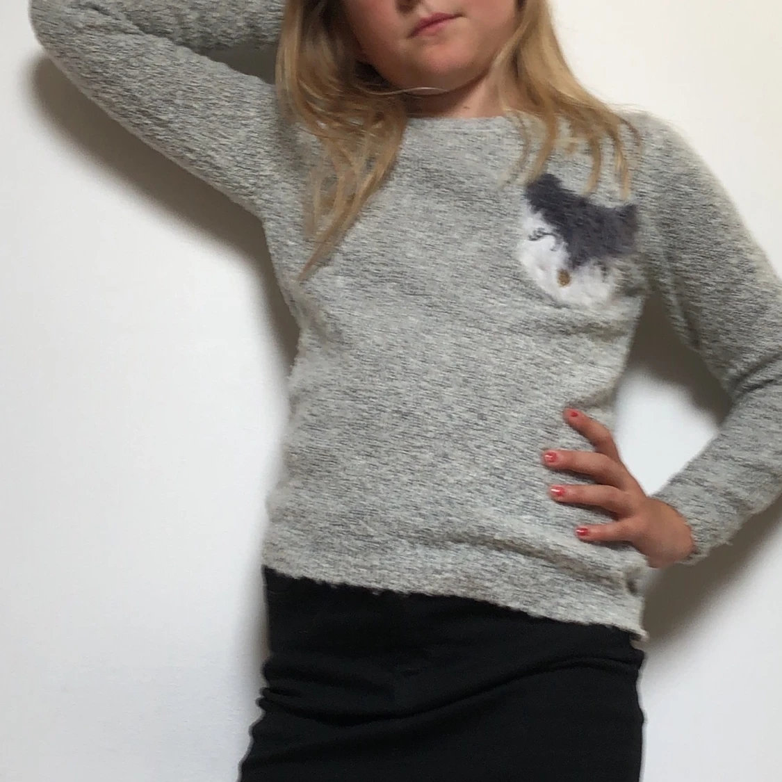 Ljusgrå långärmad med en uggla