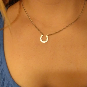 Hästsko-halsband i silver - Säljer det här jättesöta hästsko-halsbandet i äkta silver! Fick det i födelsedagspresent för säkert 10 år sedan men det är nästintill oanvänt. Det är en ganska kort länk (se första bilden) men fint ändå:)