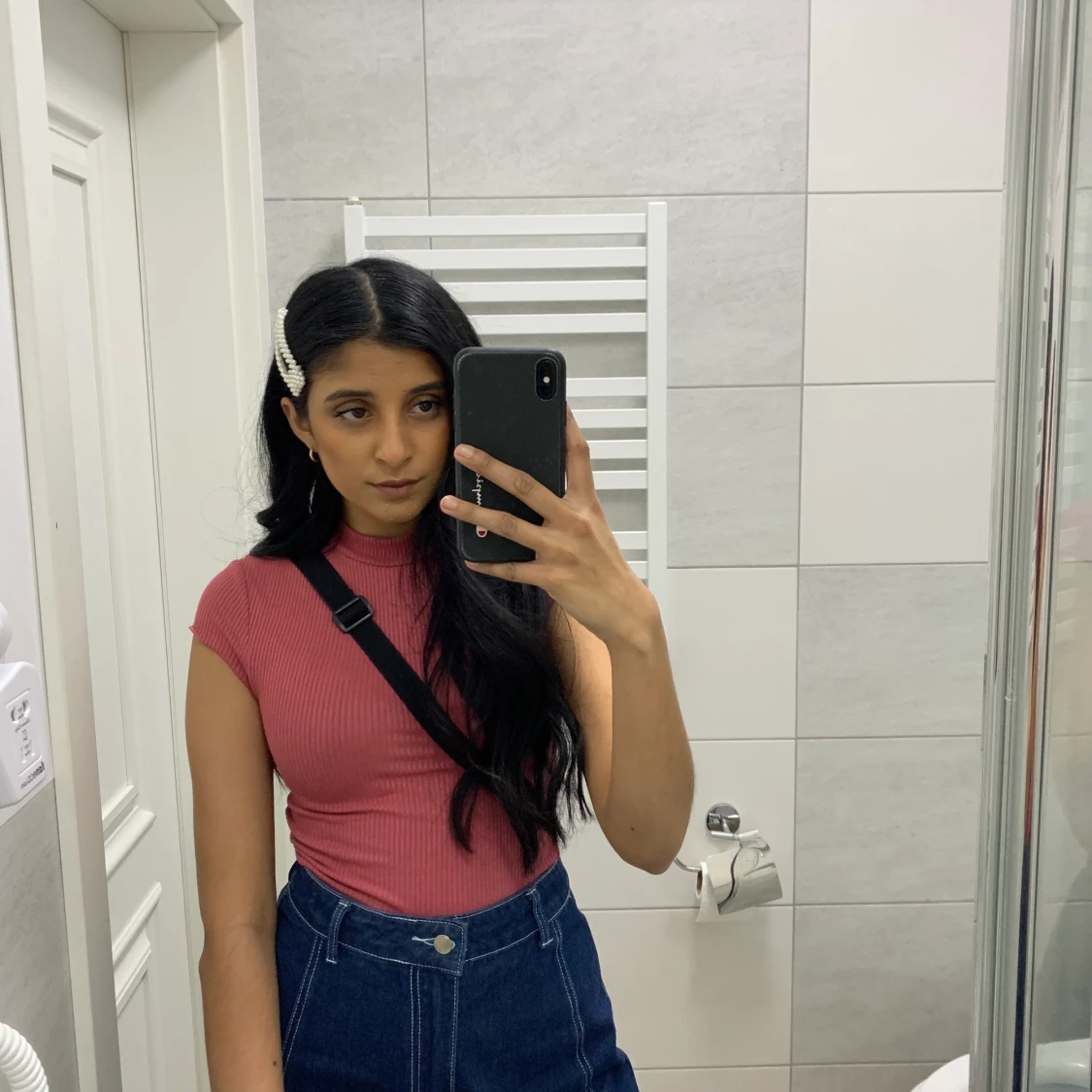 Rosa topp med lettuce hem  - 91