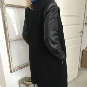 Zara coat with leather sleeves 