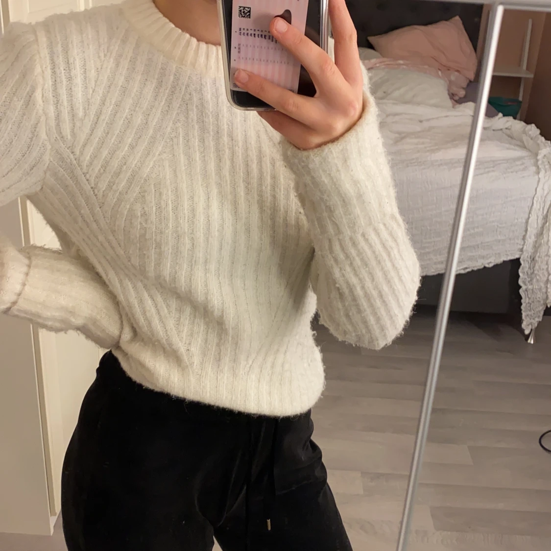 Vit stickad tröja - 91