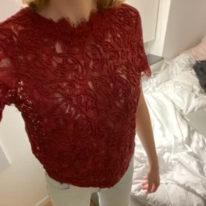 Gullig blus/topp Zara - Jättesnygg topp från Zara i mörkröd spets! Dessa topparna var väldigt populära när Zara sålde de men tror inte de finns kvar längre! ⚡️⚡️ köparen står för frakt