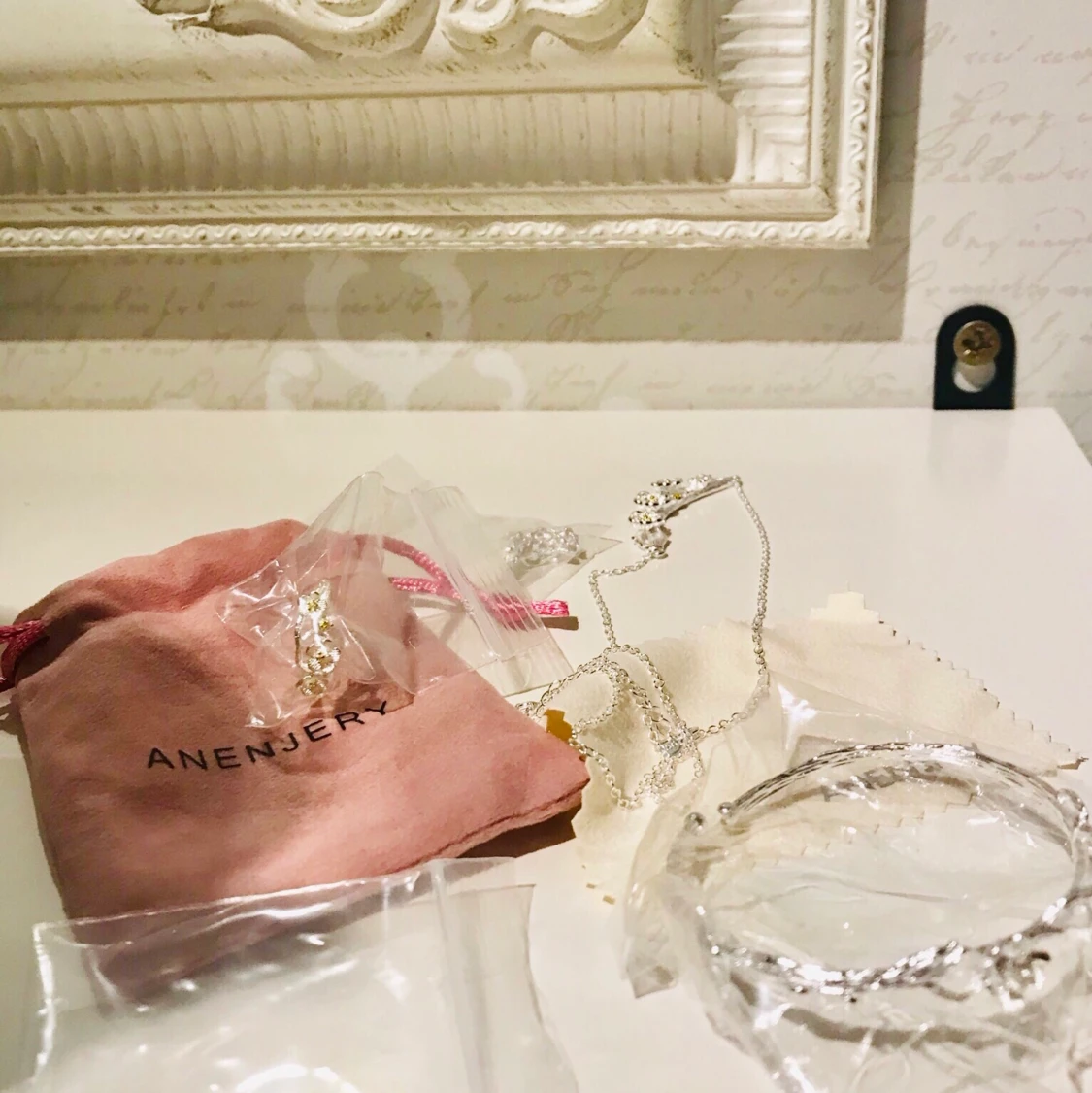  🌷Vackert flora KOMPLETT STERLING SILVER SMYCKE SET stämplat 925 alla delar  - 91